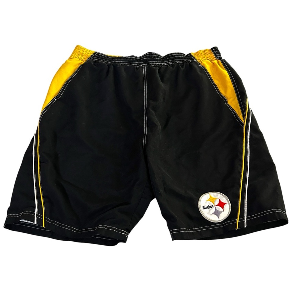 NFL Team Apparel Board Short Swim Trunk Size XL Steeler Pittsburgh Black Men